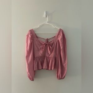 Moon River Pink long sleeve flowy top, XS